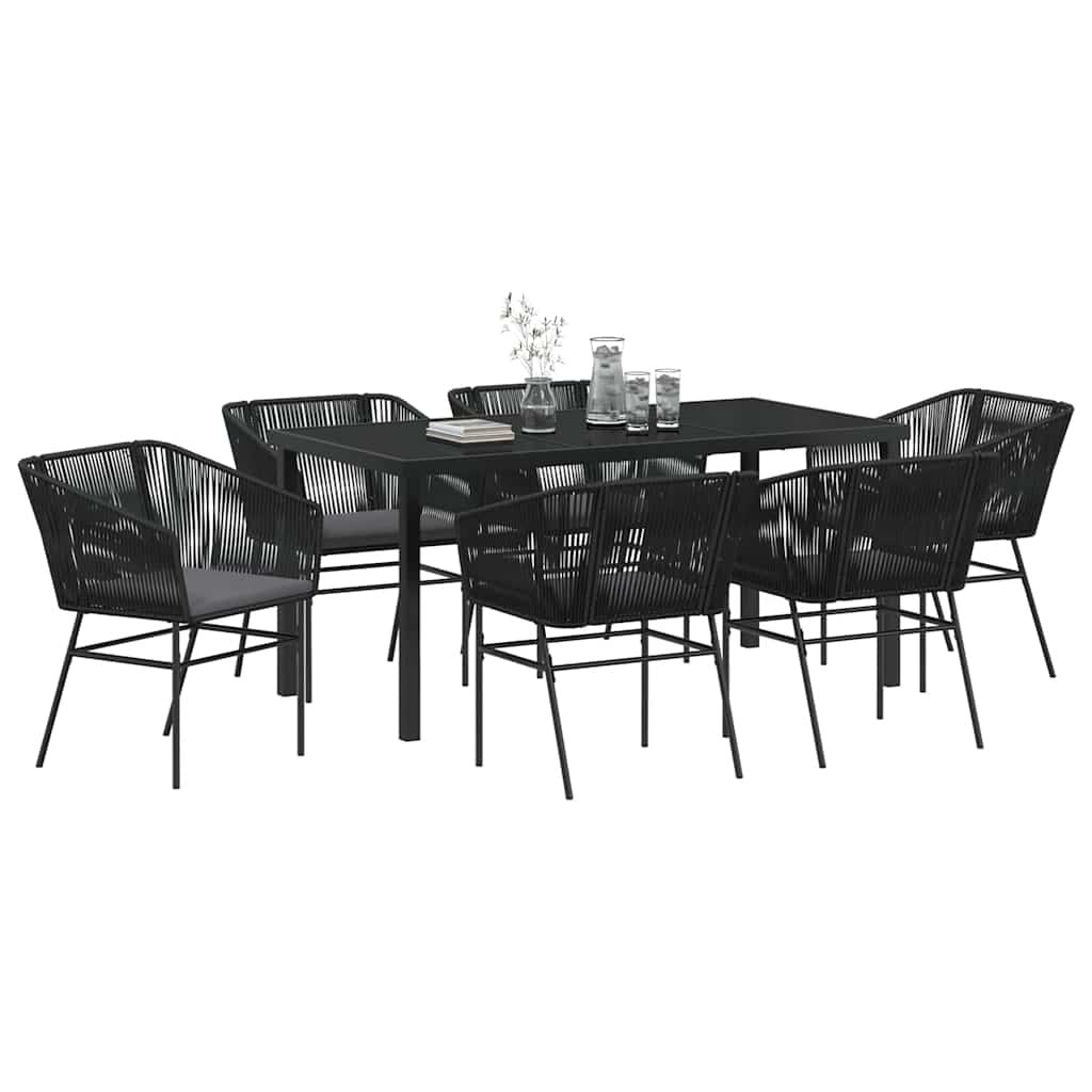 Garden Dining Set 7 pcs Black Powder-Coated Steel