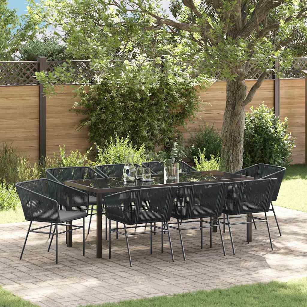 Garden Dining Set 9 pcs Black Powder-Coated Steel