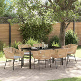 Garden Dining Set 7 pcs Brown Powder-Coated Steel