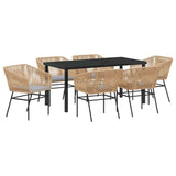 Garden Dining Set 7 pcs Brown Powder-Coated Steel