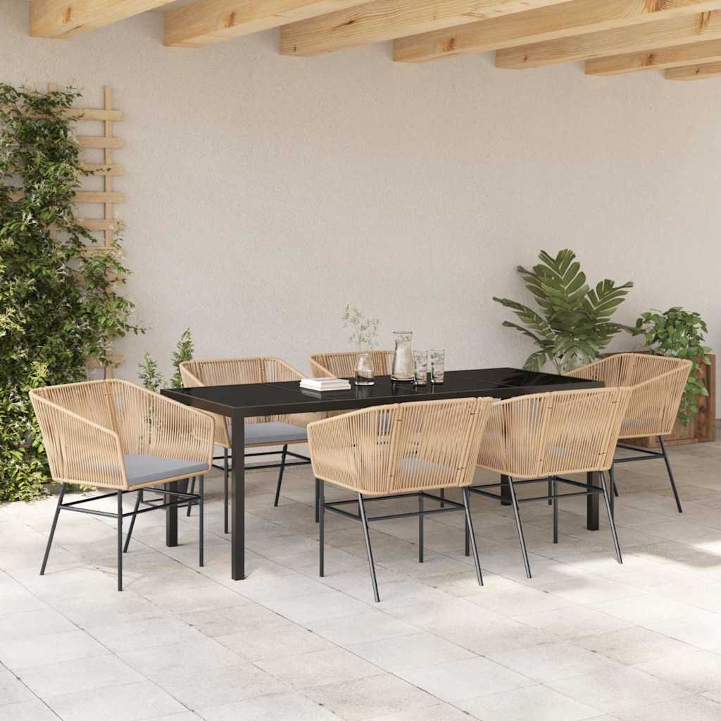 Garden Dining Set 7 pcs Brown Powder-Coated Steel