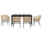 Garden Dining Set 7 pcs Brown Powder-Coated Steel