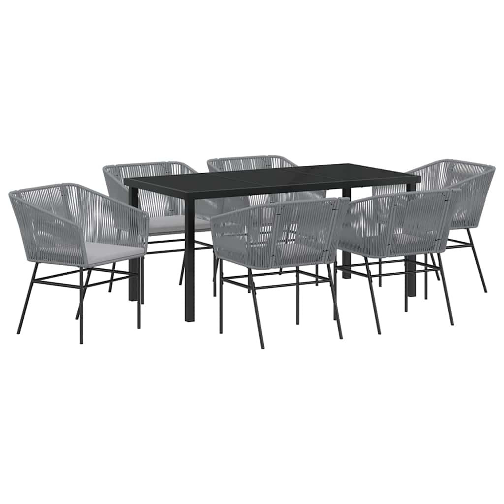 Garden Dining Set 7 pcs Grey Powder-Coated Steel