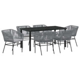 Garden Dining Set 7 pcs Grey Powder-Coated Steel