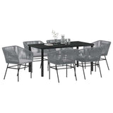 Garden Dining Set 7 pcs Grey Powder-Coated Steel