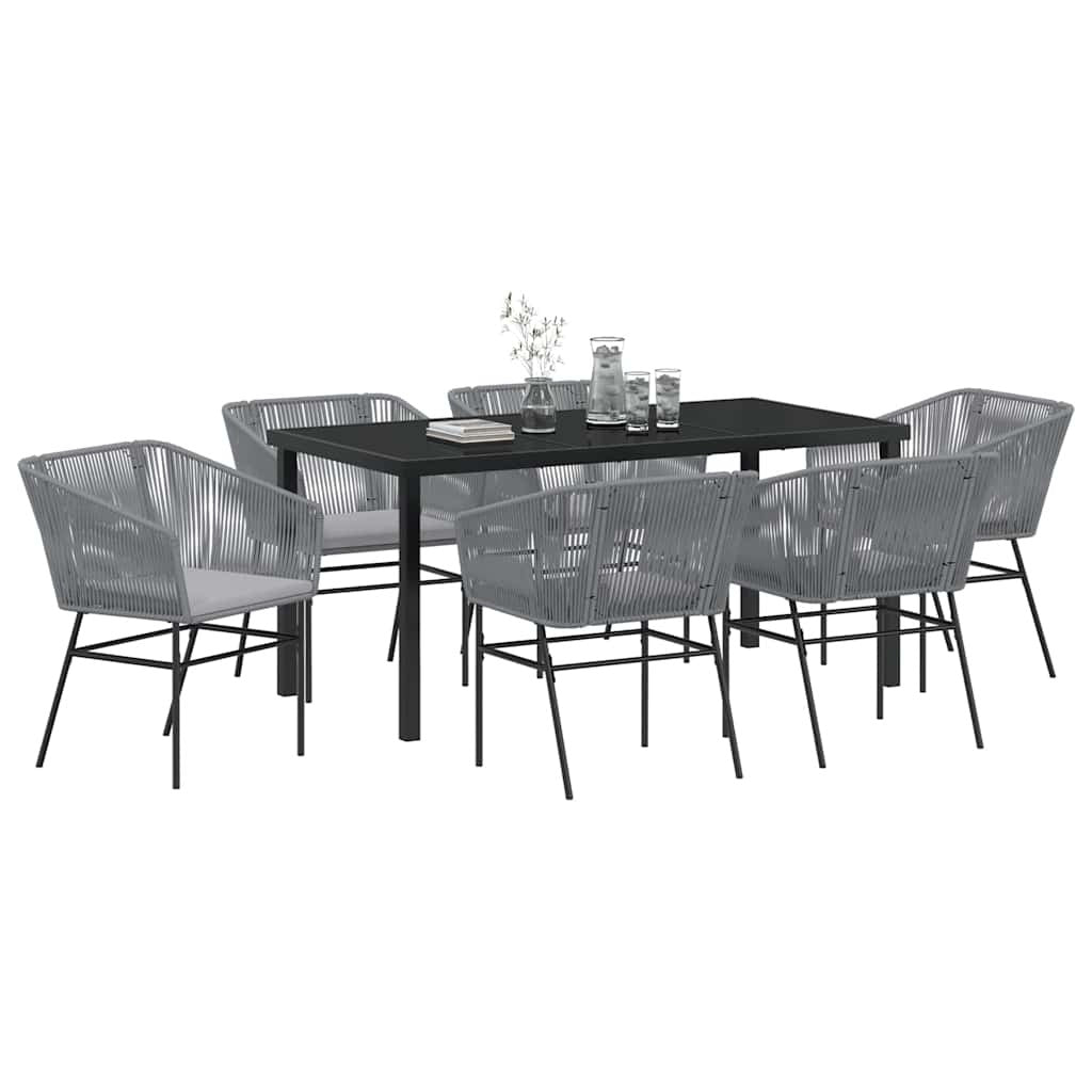 Garden Dining Set 7 pcs Grey Powder-Coated Steel