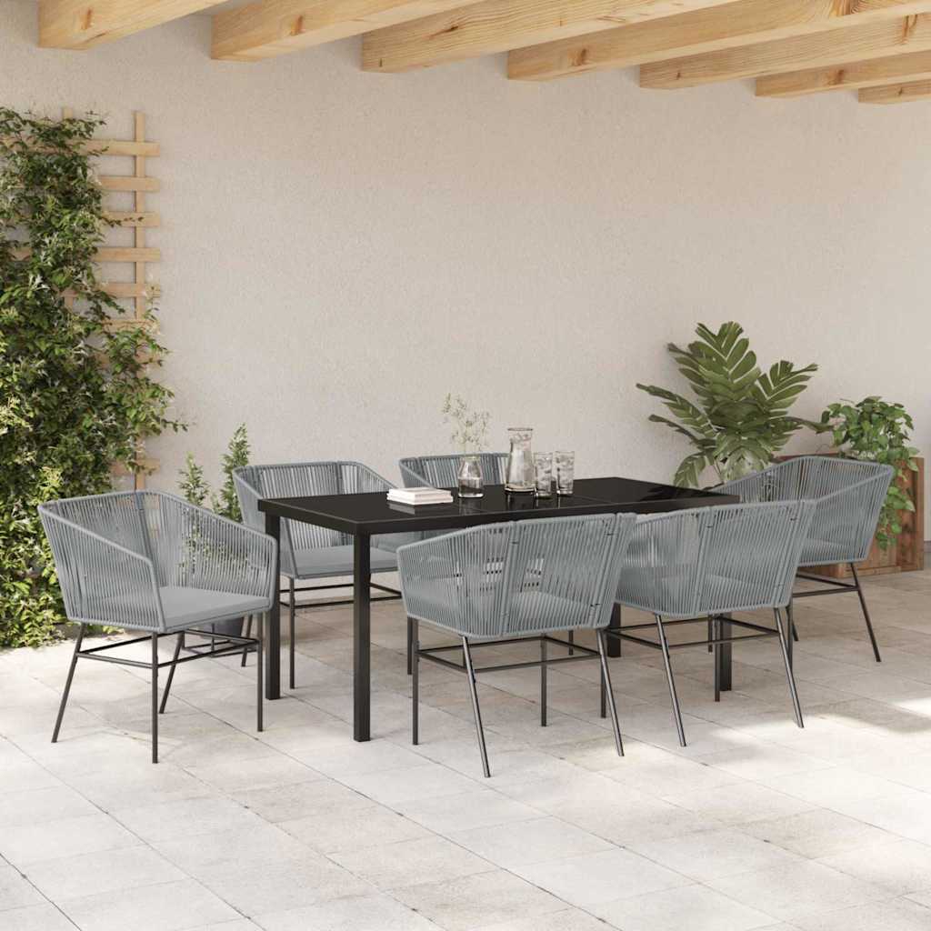 Garden Dining Set 7 pcs Grey Powder-Coated Steel