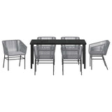 Garden Dining Set 7 pcs Grey Powder-Coated Steel