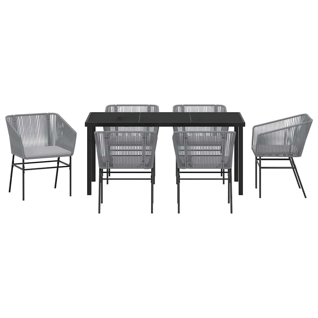 Garden Dining Set 7 pcs Grey Powder-Coated Steel