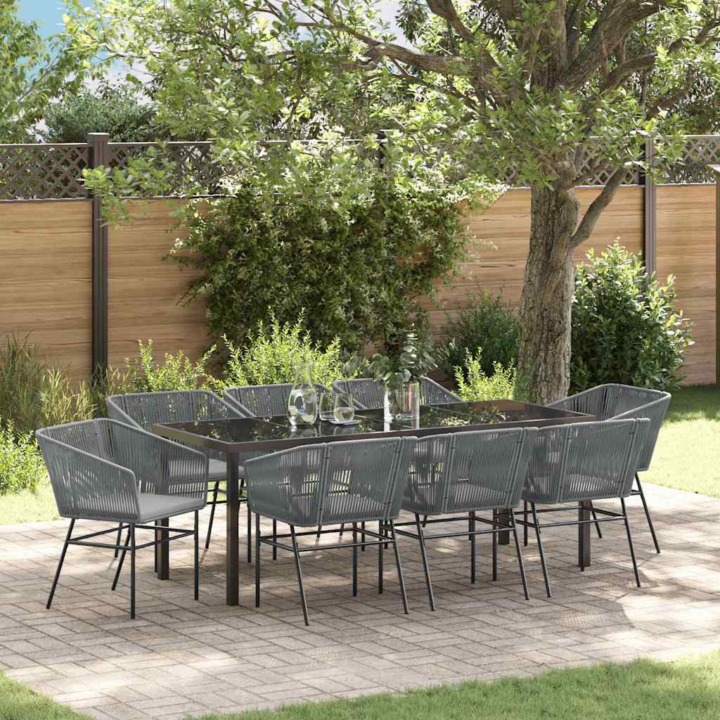 Garden Dining Set 9 pcs Grey Powder-Coated Steel