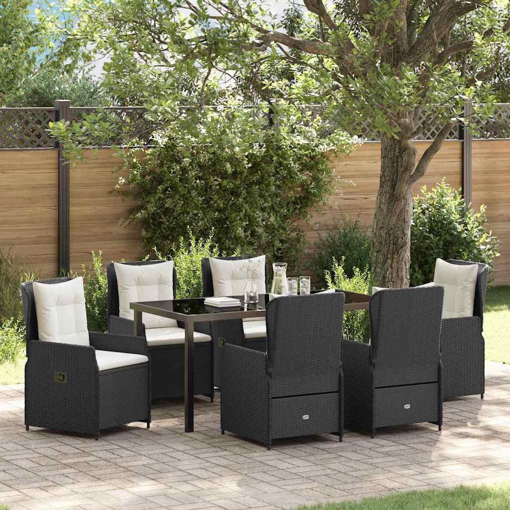 Garden Dining Set 7 pcs Black Poly Rattan