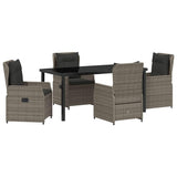 Garden Dining Set 5 pcs Grey Poly Rattan