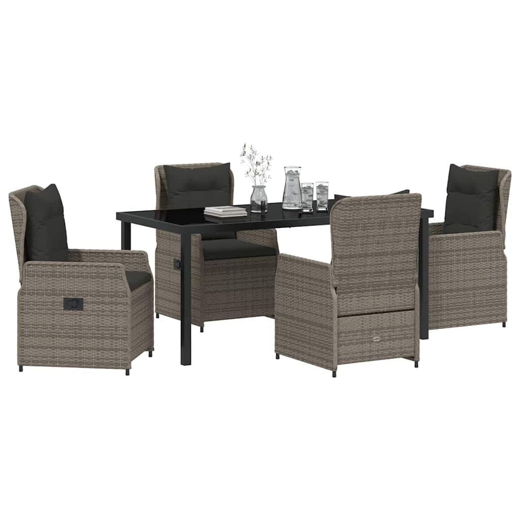 Garden Dining Set 5 pcs Grey Poly Rattan