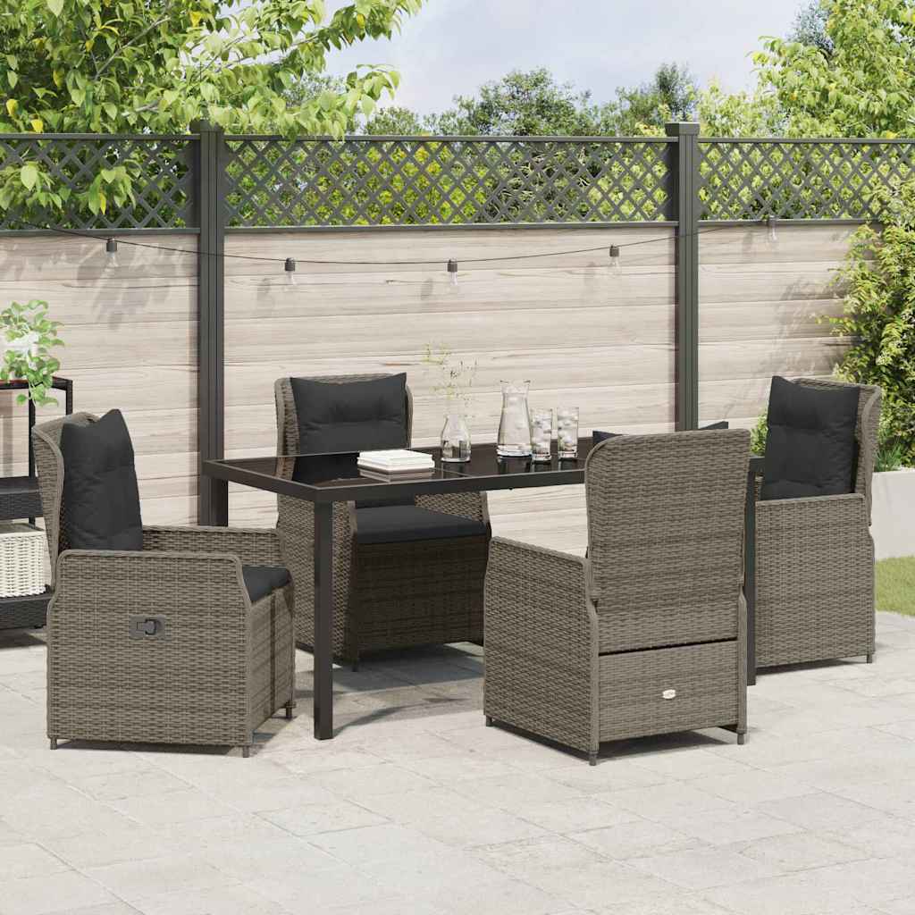 Garden Dining Set 5 pcs Grey Poly Rattan