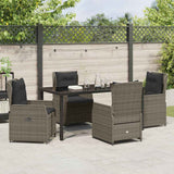 Garden Dining Set 5 pcs Grey Poly Rattan