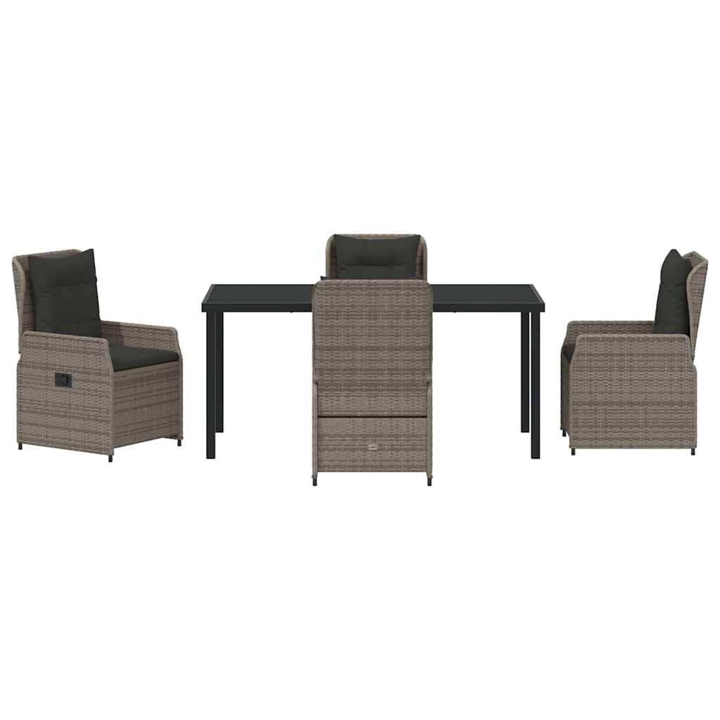 Garden Dining Set 5 pcs Grey Poly Rattan