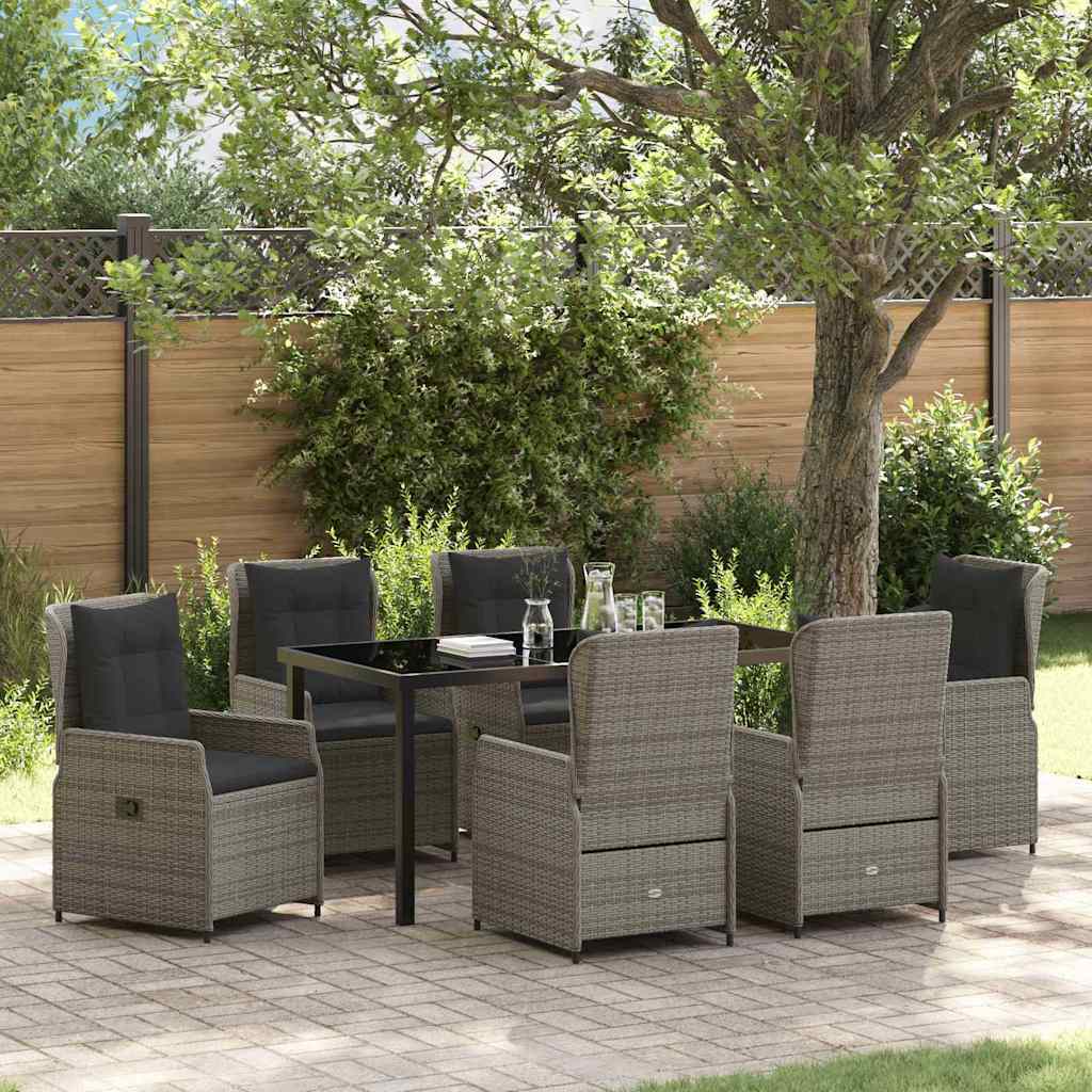 Garden Dining Set 7 pcs Grey Poly Rattan