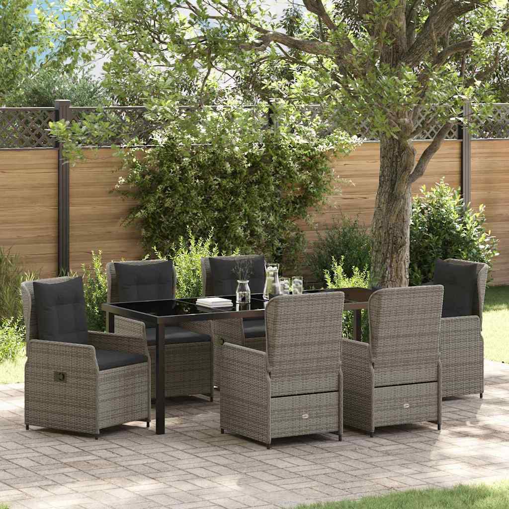 Garden Dining Set 7 pcs Grey Poly Rattan