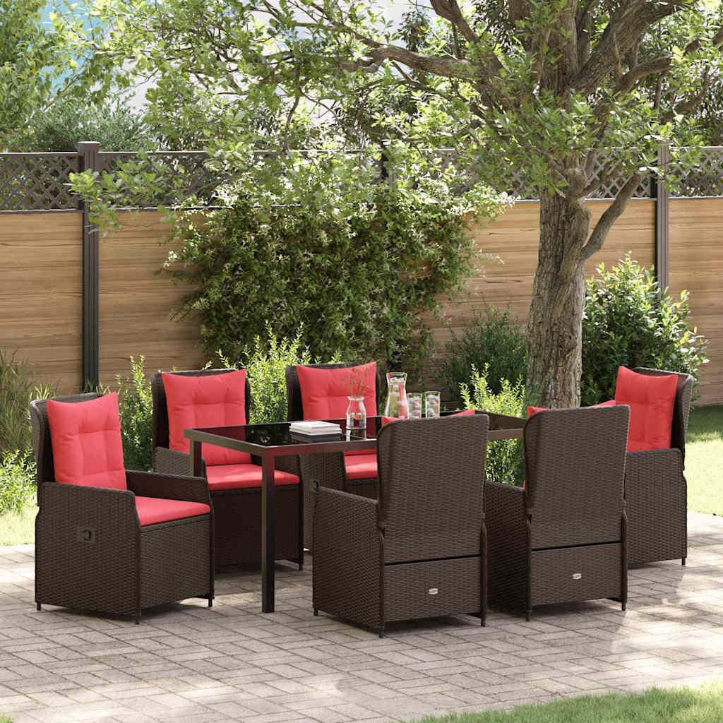 Garden Dining Set 7 pcs Brown Poly rattan