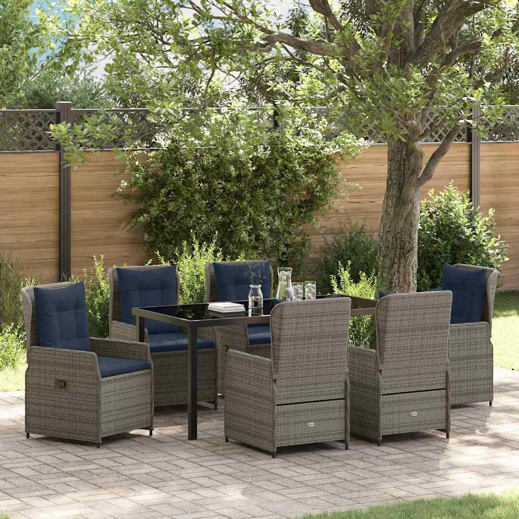 Garden Dining Set 7 pcs Gray Poly rattan