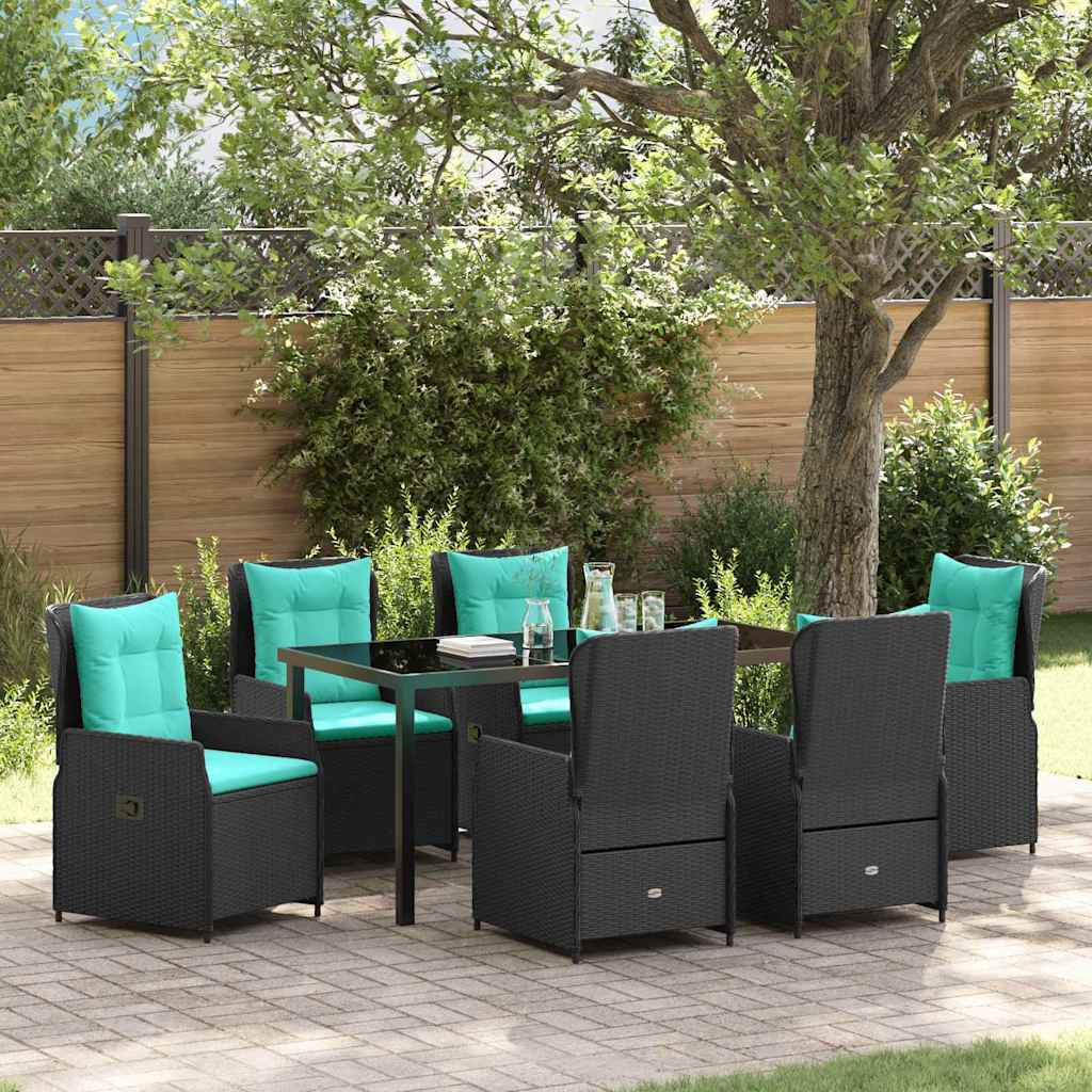 Garden Dining Set 7 pcs Black Poly rattan