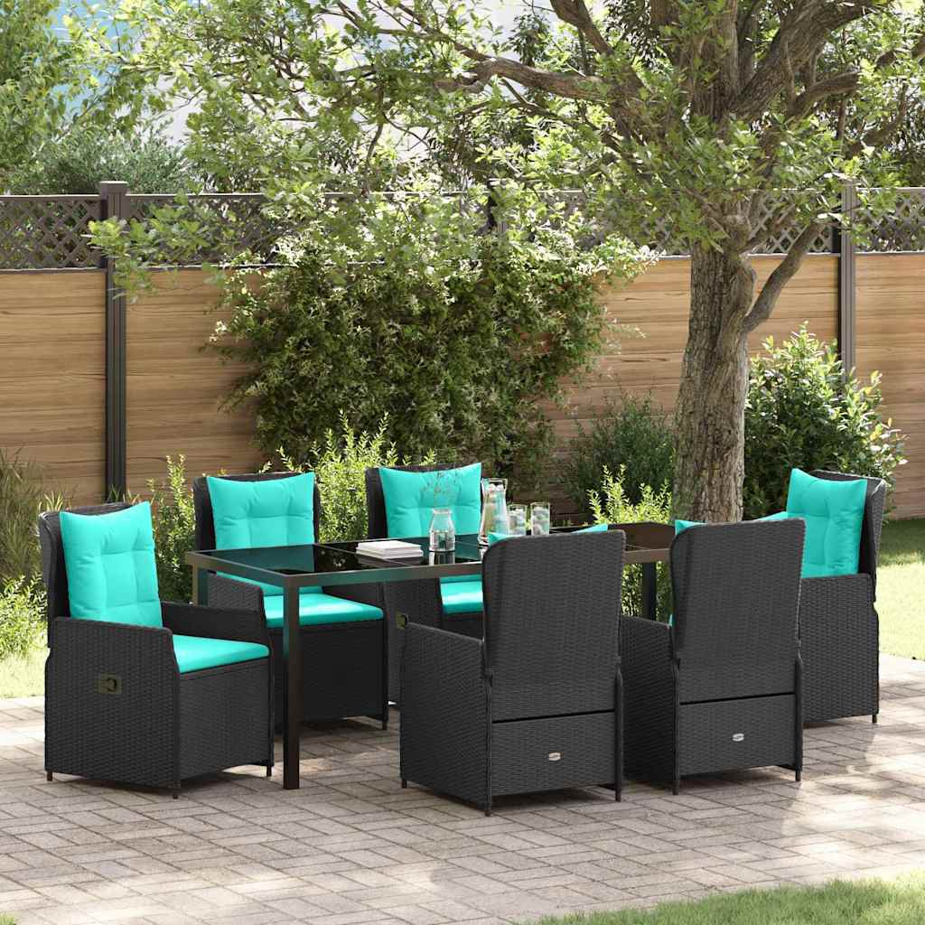 Garden Dining Set 7 pcs Black Poly rattan