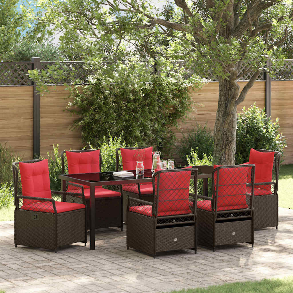 Garden Dining Set 7 pcs Brown Poly Rattan