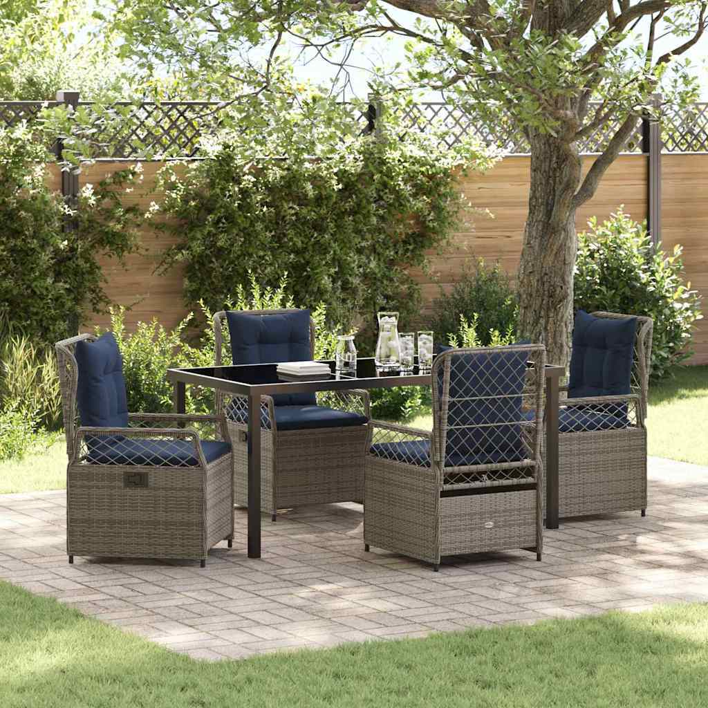 Garden Dining Set 5 pcs Grey Poly Rattan