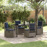 Garden Dining Set 5 pcs Grey Poly Rattan