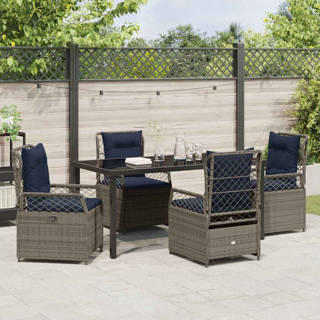 Garden Dining Set 5 pcs Grey Poly Rattan