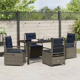 Garden Dining Set 5 pcs Grey Poly Rattan