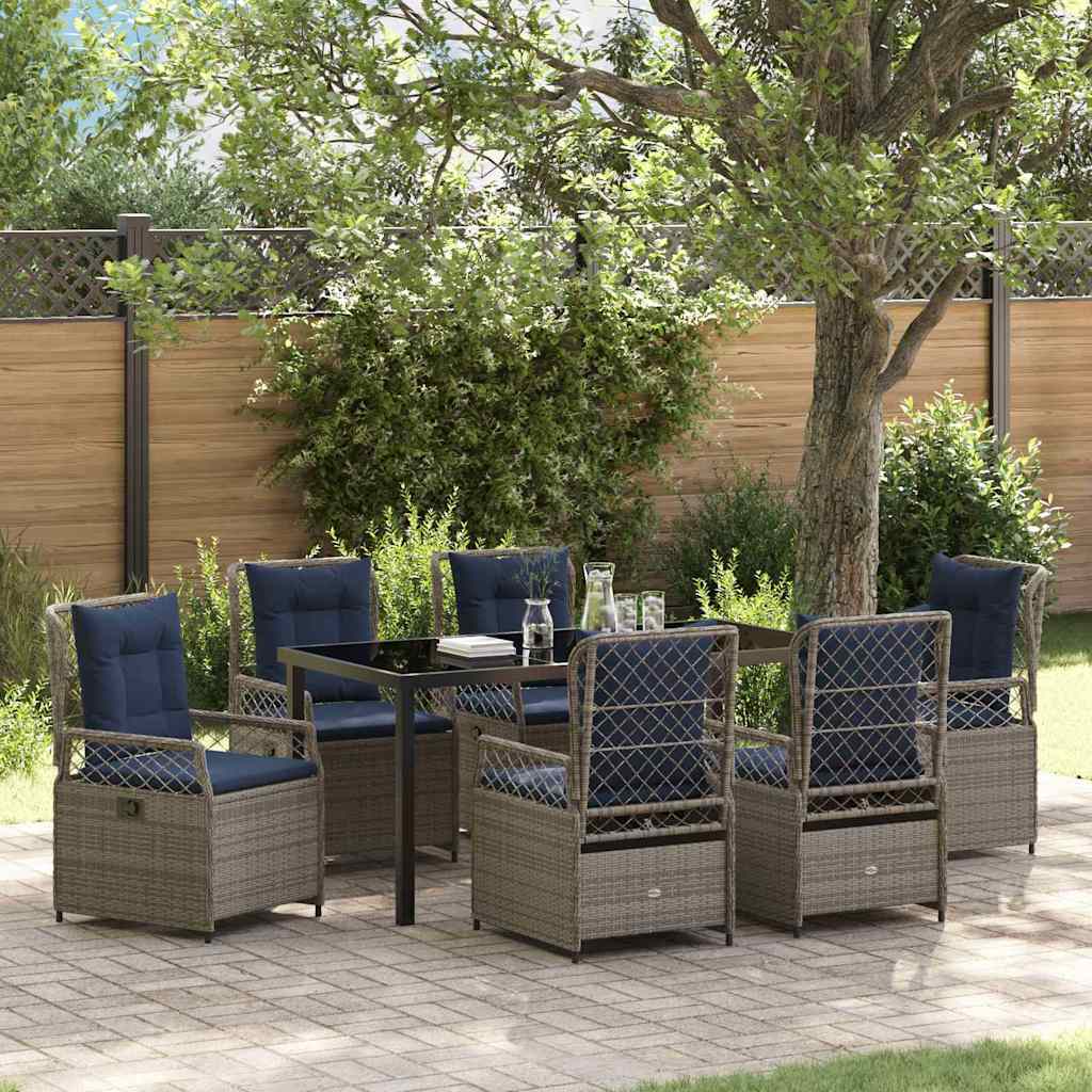 Garden Dining Set 7 pcs Grey Poly Rattan