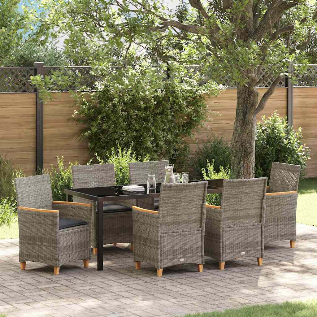 Garden Dining Set 7 pcs Grey Poly Rattan