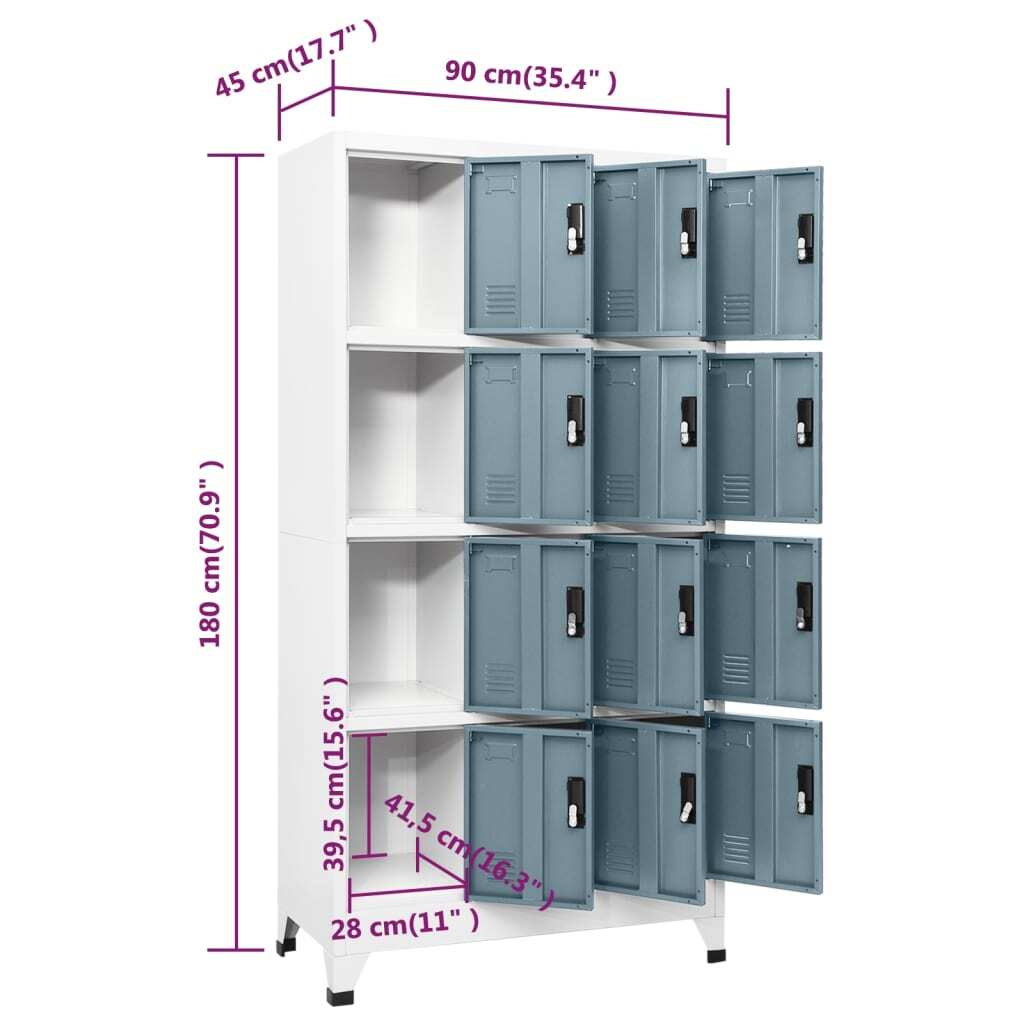 Locker Cabinet Light Gray and Dark Gray 35.4"x17.7"x70.9" Steel