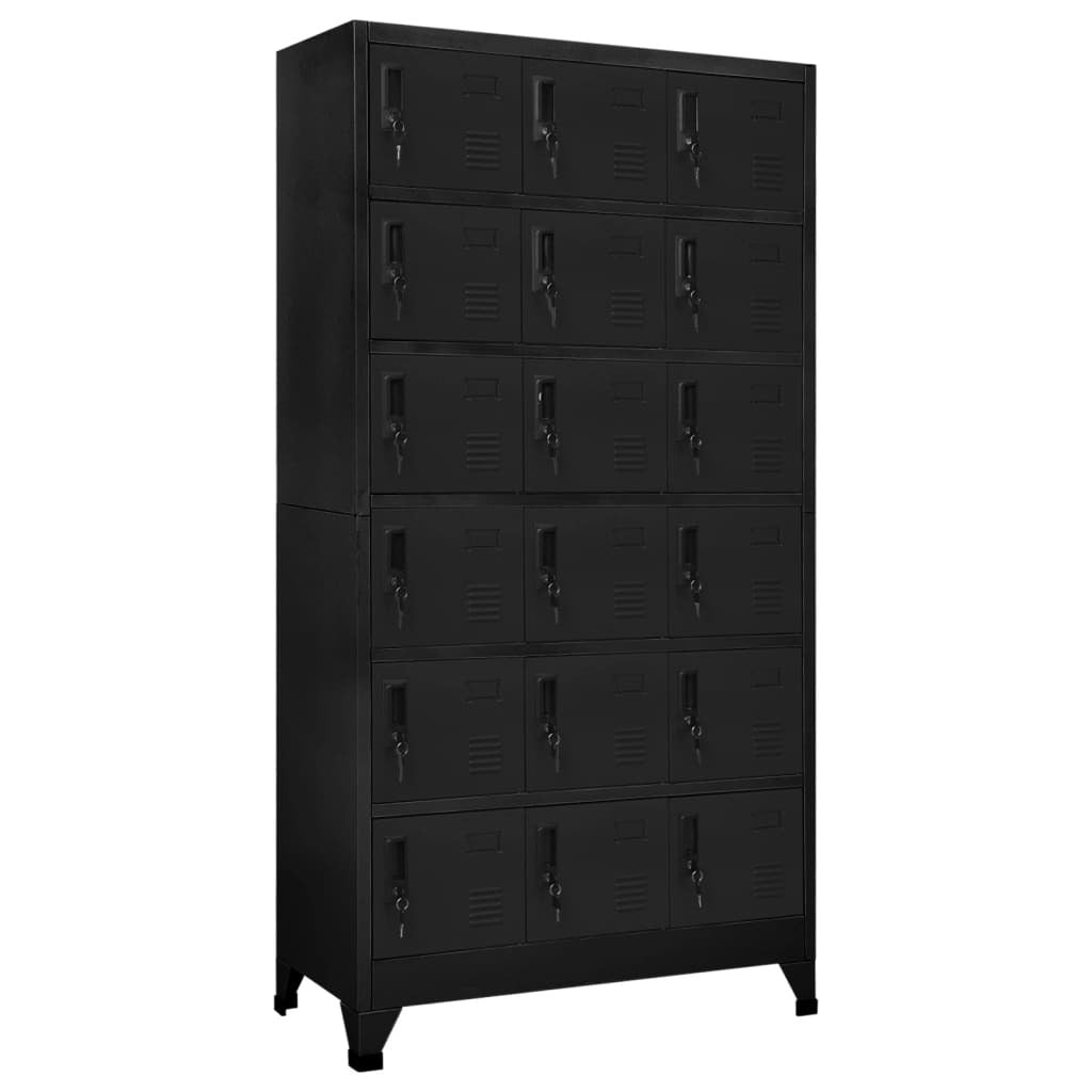 Locker Cabinet Black 35.4"x15.7"x70.9" Steel