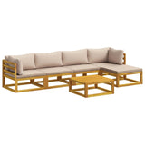 Sofa Set 6 pcs Natural Solid Acacia Wood