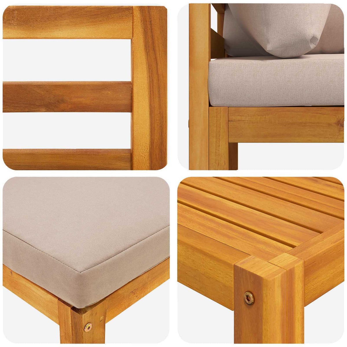 Sofa Set 6 pcs Natural Solid Acacia Wood
