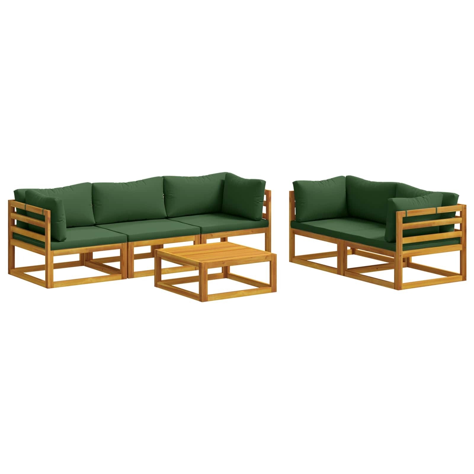 Sofa Set 6 pcs Natural Solid Acacia Wood