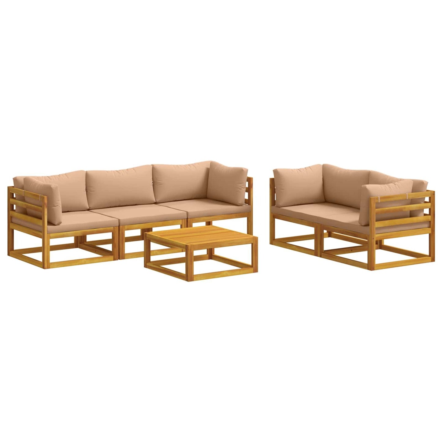 Sofa Set 6 pcs Natural Solid Acacia Wood
