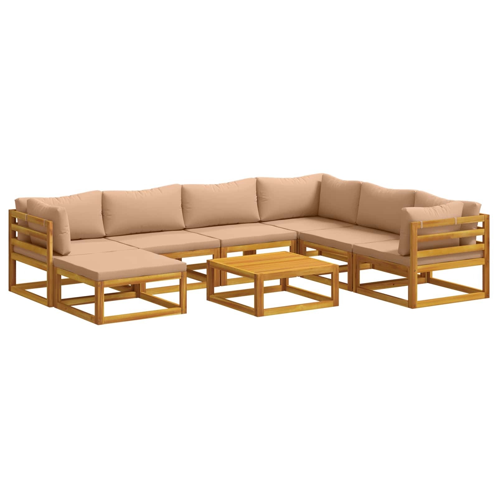 Sofa Set 8 pcs Natural Solid Acacia Wood
