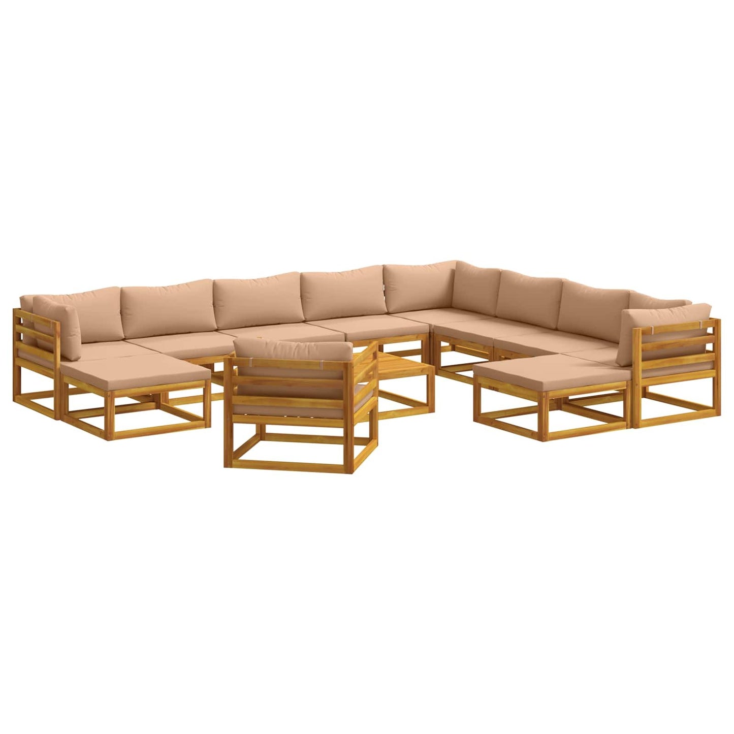 Sofa Set 12 pcs Natural Solid Acacia Wood