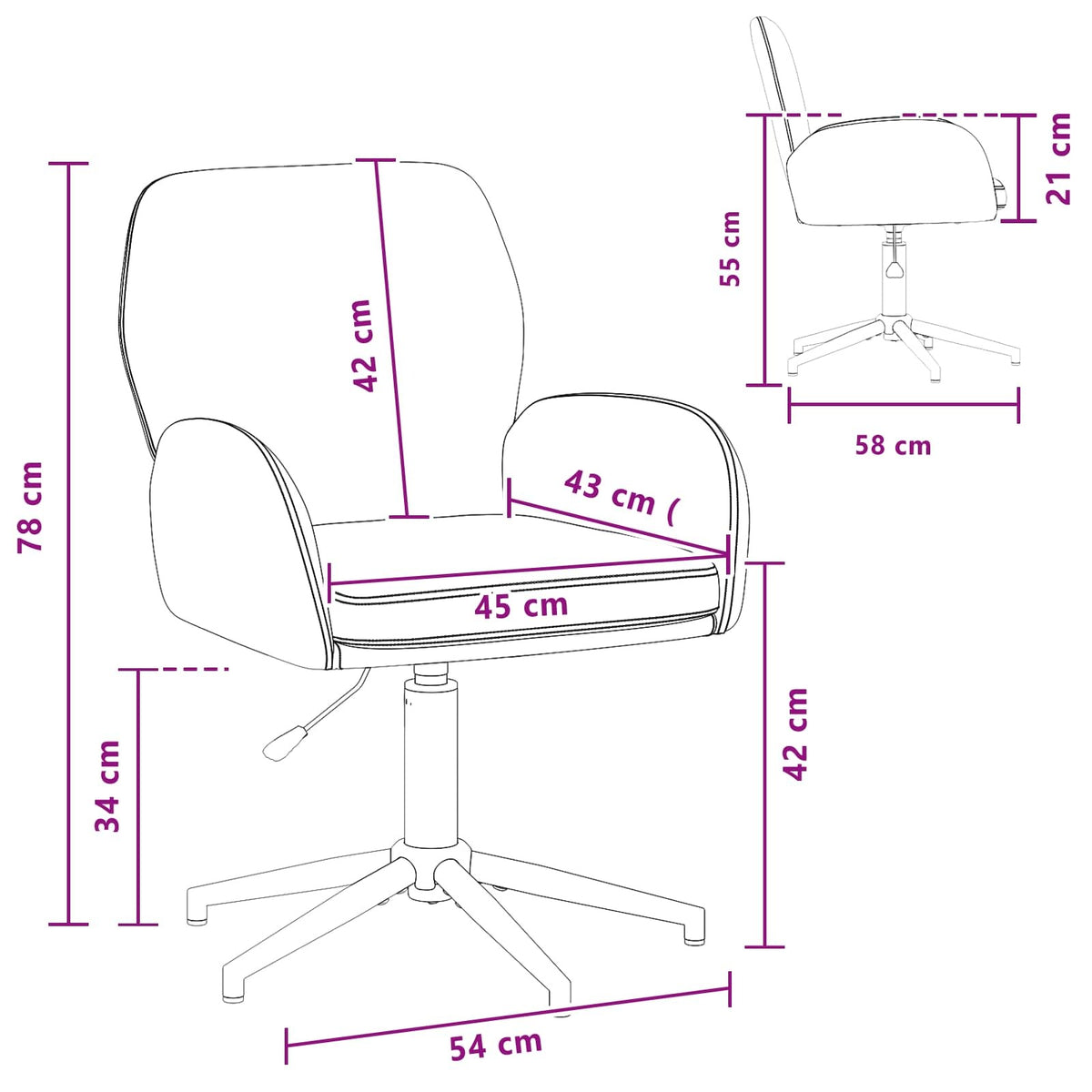 Swivel Desk Chairs 6 pcs 21.26 x 22.83 x 35.43 in Dark Grey