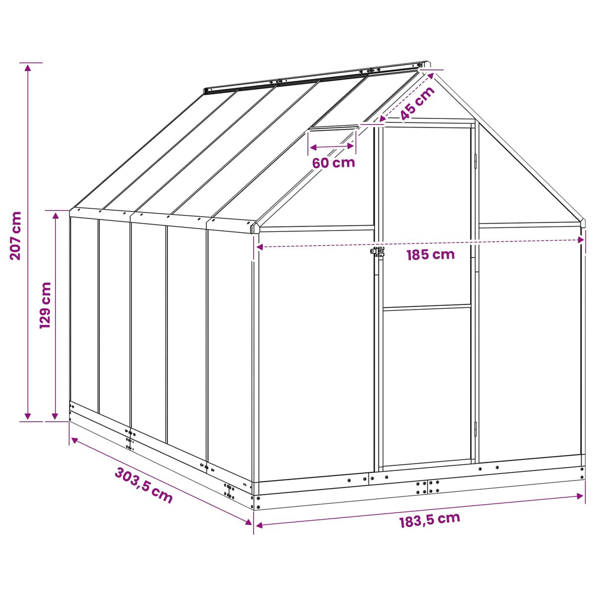 Garden Greenhouse 72.24 x 119.49 x 81.50 in