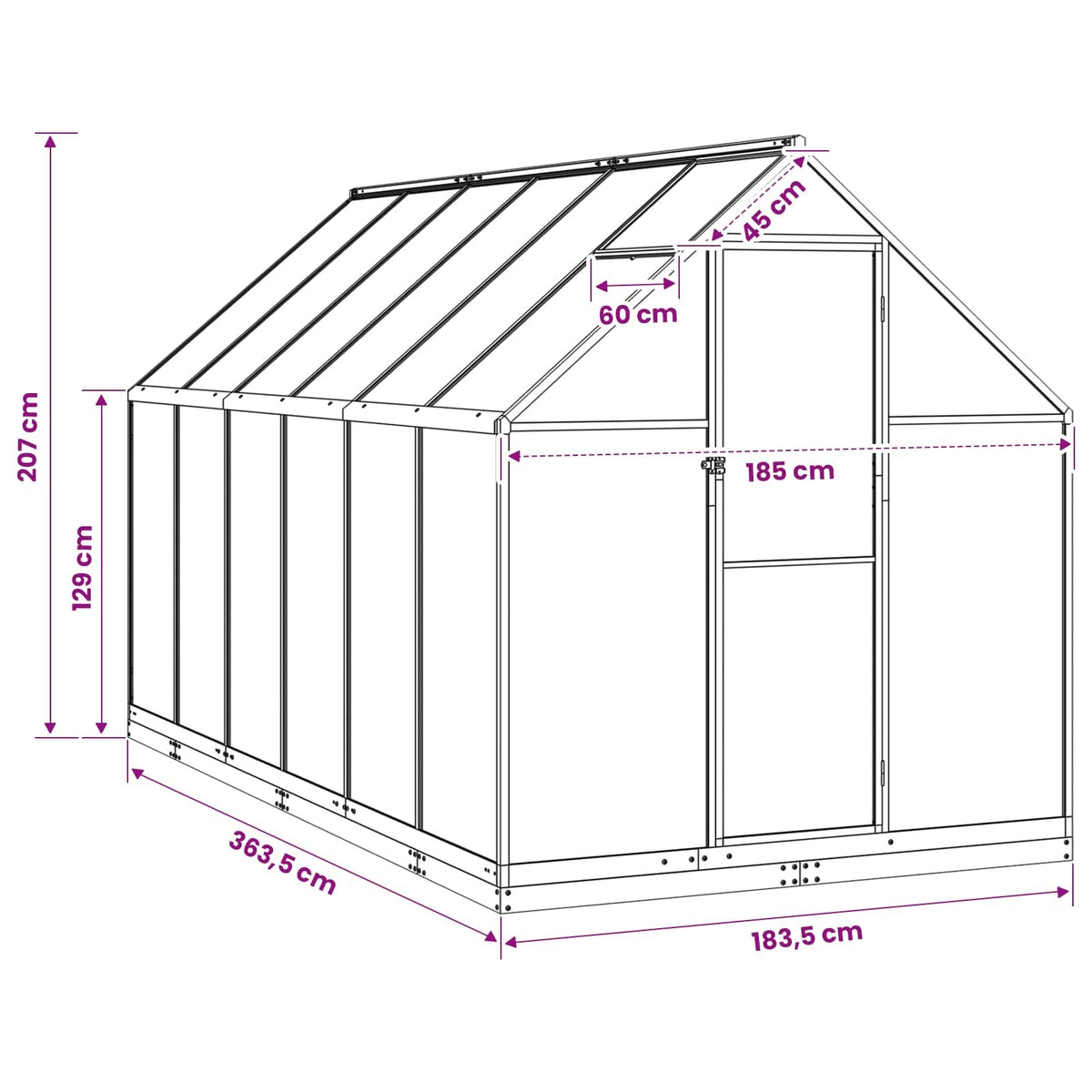 Garden Greenhouse 72.24 x 143.11 x 81.50 in