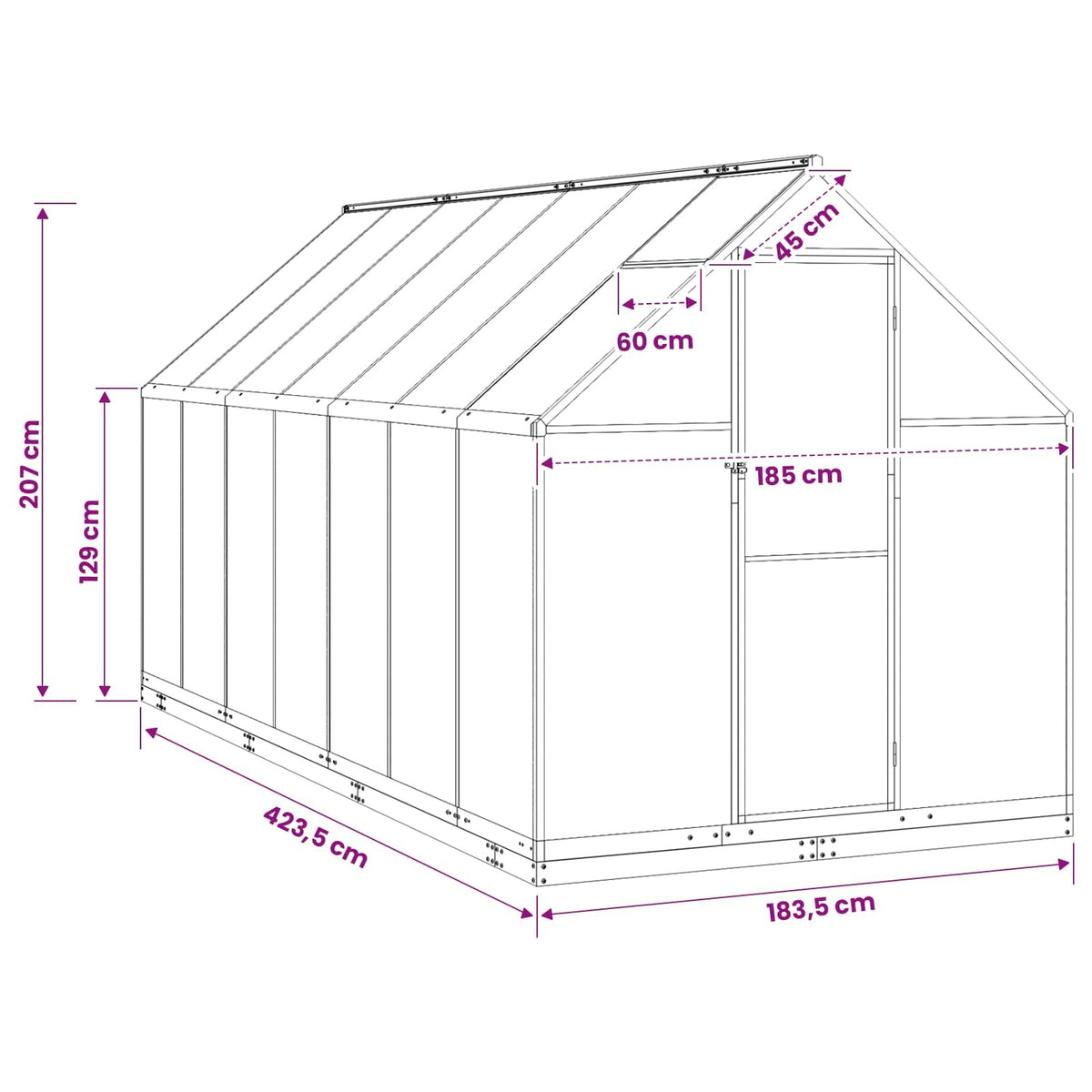 Garden Greenhouse 72.24 x 166.73 x 81.50 in