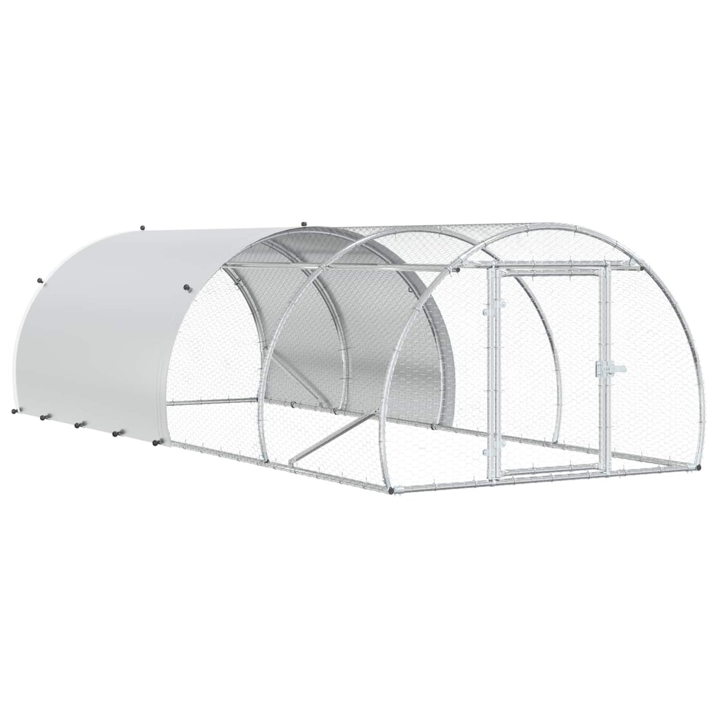Chicken Coop Silver 157.48 x 59.06 x 39.37 in Galvanised Steel