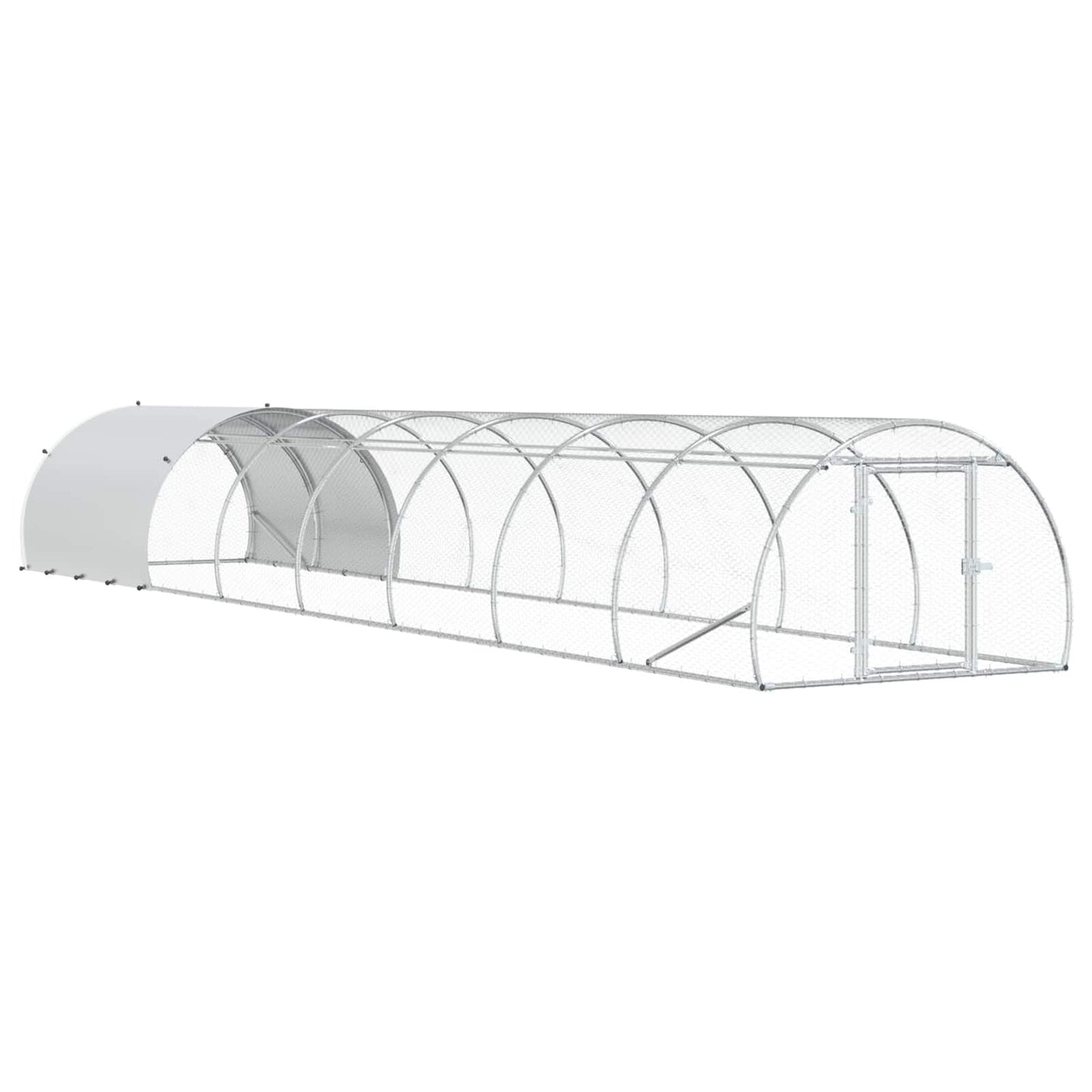 Chicken Coop Silver 314.96 x 59.06 x 39.37 in Galvanised Steel