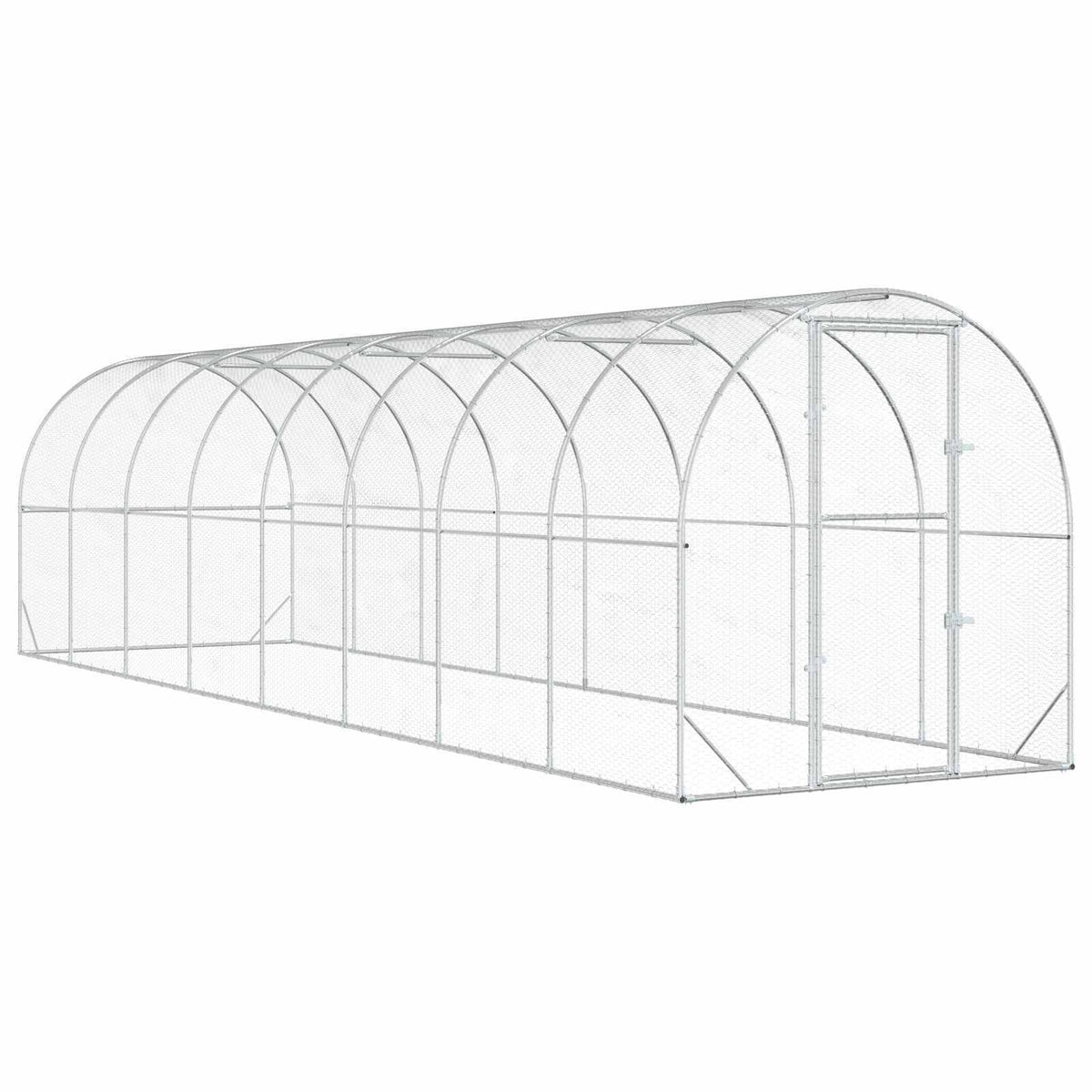 Chicken Coop Silver 314.96 x 78.74 x 78.74 in Galvanised Steel