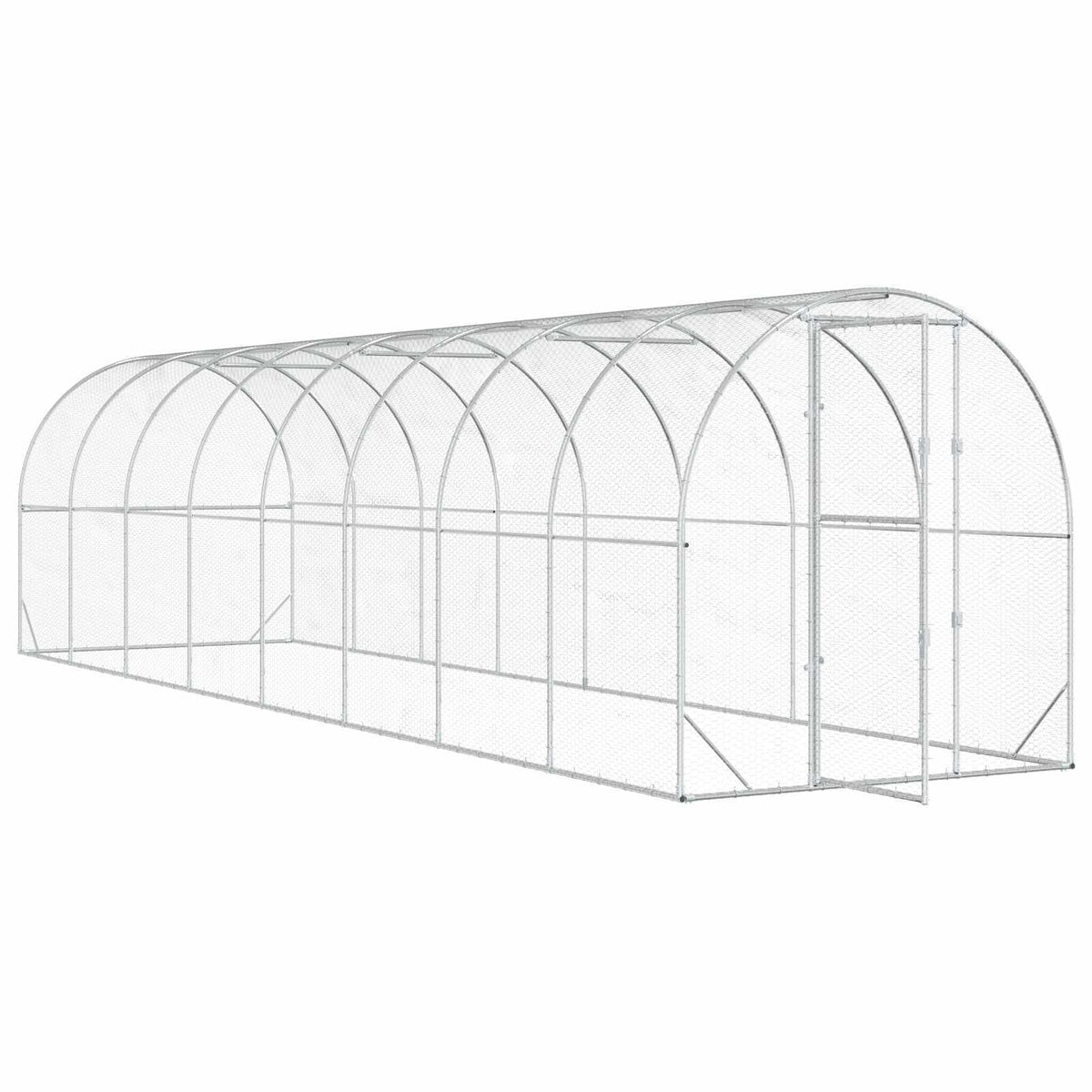 Chicken Coop Silver 314.96 x 78.74 x 78.74 in Galvanised Steel