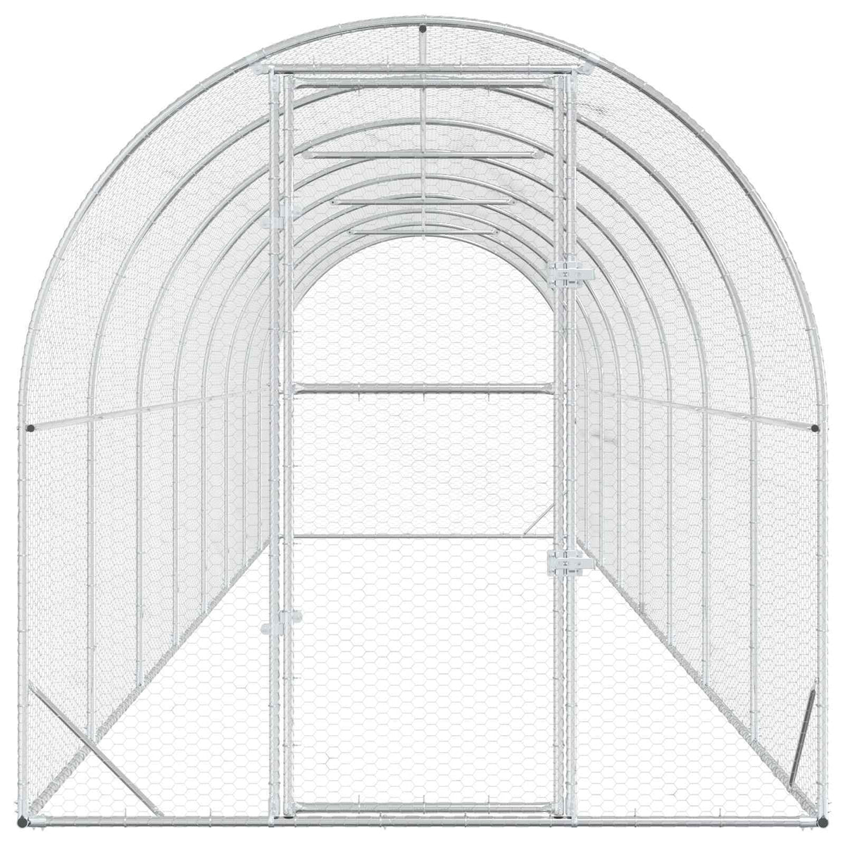 Chicken Coop Silver 314.96 x 78.74 x 78.74 in Galvanised Steel